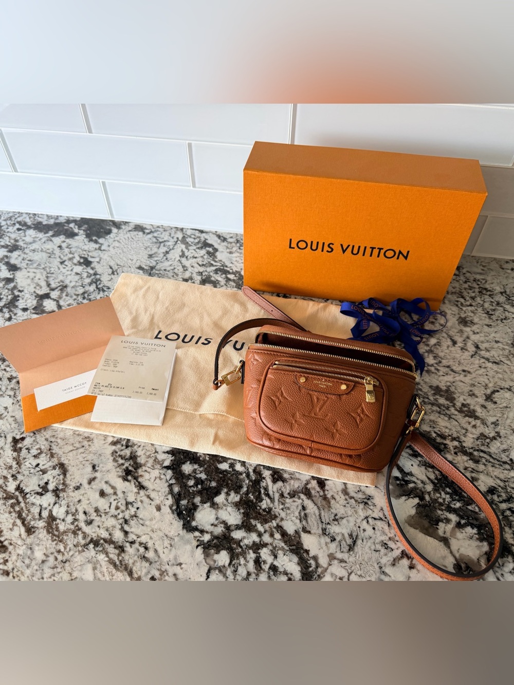 Louis Vuitton Brown Monogram Empreinte Crossbody Camera Bumbag purse